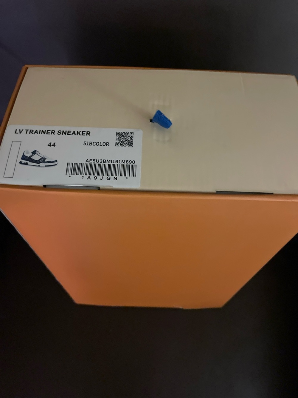 Louis Vuitton Cream Dust Bags with Blue Logo and shoe box